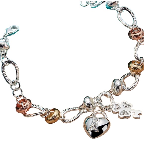 925 Sterling Silver Heart Lock Clover Flower AAA Zircon Bracelet For Wom… - Picture 3 of 5